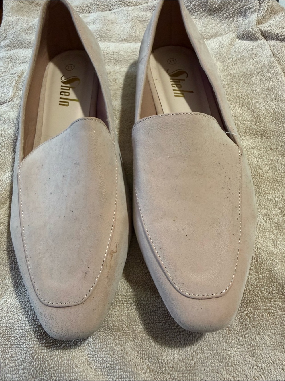 SHELN Women Light Beige Suede Slip-On Loafers